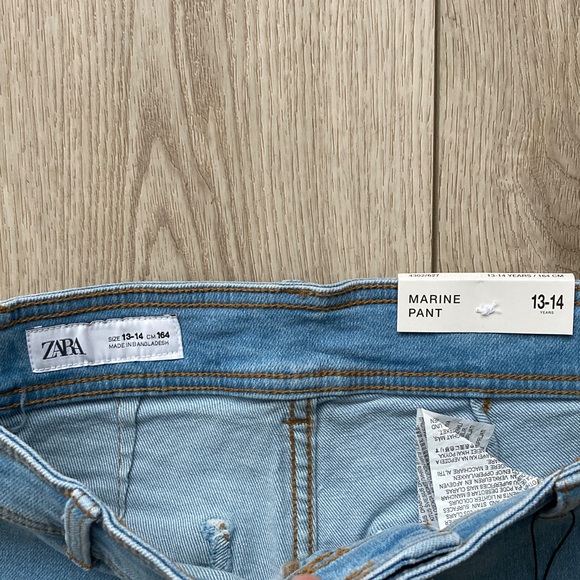 Zara Wide Leg Jeans Marine Pant Girls 13-14 Years Blue NWT High Waist - Picture 3 of 7